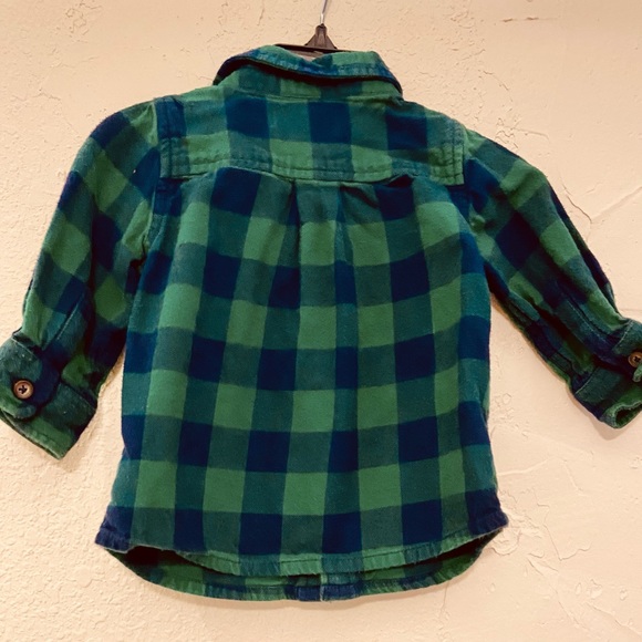 Baby’s First Flannel: Hanna Andersson 75cm 12-18mo Green Plaid Flannel Shirt - Picture 3 of 7